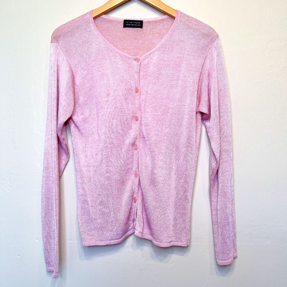 Limited | Y2K Barbie Jewel Tone Metallic Threading Long Sleeve Sweater Cardi - Picture 2 of 9